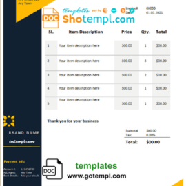 editable template, # bio universal multipurpose tax invoice template in Word and PDF format, fully editable