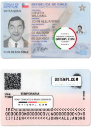 editable template, Chile ID template in PSD format, fully editable, with all fonts