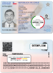 editable template, Chile ID template in PSD format, fully editable, with all fonts
