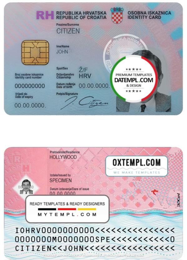 editable template, Croatia ID template in PSD format