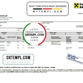 editable template, Romania Raiffeisen bank statement template in Word and PDF format