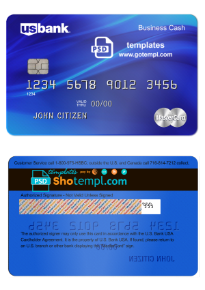 editable template, USA U.S. Bank mastercard card template in PSD format, fully editable