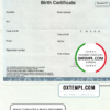 editable template, Canada Quebec Birth Certificate template in PSD format