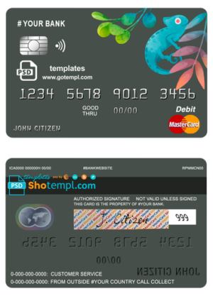 # bueno tropical universal multipurpose bank mastercard debit credit card template in PSD format