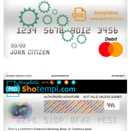 editable template, Dominica National Bank of Dominica mastercard debit card template in PSD format, fully editable