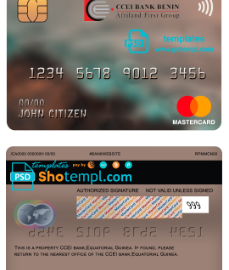 editable template, Equatorial Guinea CCEI Bank mastercard template in PSD format, fully editable