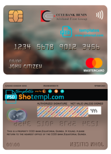 editable template, Equatorial Guinea CCEI Bank mastercard template in PSD format, fully editable