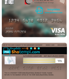 editable template, Equatorial Guinea CCEI Bank visa electron card template in PSD format, fully editable