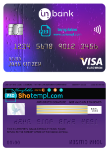 editable template, Estonia Inbank visa electron card template in PSD format, fully editable