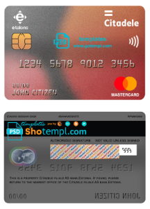 editable template, Estonia Citadele bank mastercard template in PSD format, fully editable