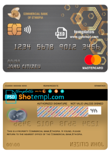 editable template, Ethiopia Commercial Bank mastercard template in PSD format, fully editable