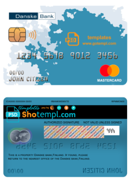 editable template, Finland Danske bank mastercard template in PSD format, fully editable