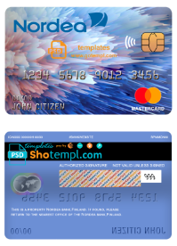 editable template, Finland Nordea bank mastercard template in PSD format, fully editable