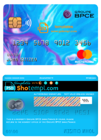 editable template, France Groupe BPCE bank mastercard template in PSD format, fully editable