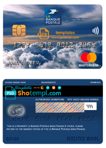 editable template, France La Banque Postale bank mastercard template in PSD format, fully editable