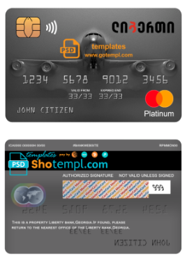 editable template, Georgia Liberty bank platinum mastercard template in PSD format, fully editable
