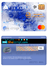 editable template, Georgia TBC bank mastercard template in PSD format, fully editable