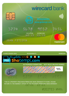 editable template, Germany Aschheim Wirecard bank mastercard template in PSD format, fully editable