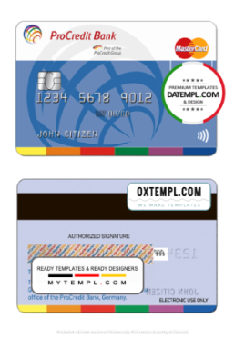 editable template, Germany ProCredit Bank mastercard credit card template in PSD format, fully editable