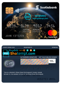 editable template, Hong Kong Scotiabank mastercard, fully editable template in PSD format