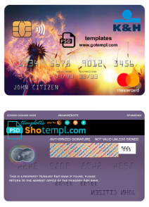 editable template, Hungary K&H bank mastercard, fully editable template in PSD format