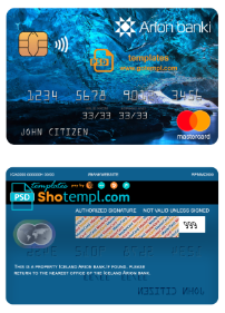 editable template, Iceland Arion bank mastercard, fully editable template in PSD format