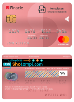editable template, India Finacle bank mastercard, fully editable template in PSD format