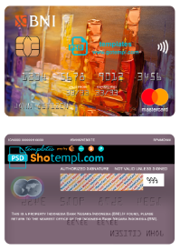 editable template, Indonesia bank Negara Indonesia (BNI) bank mastercard, fully editable template in PSD format