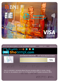 editable template, Indonesia bank Negara Indonesia (BNI) bank visa classic card, fully editable template in PSD format