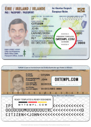 Ireland ID template in PSD format, fully editable, with all fonts