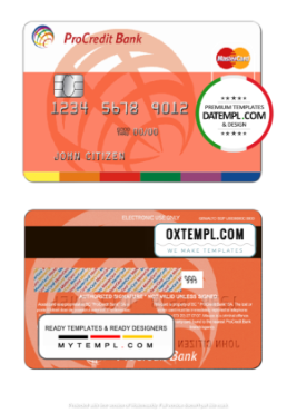 editable template, Moldova ProCredit Bank mastercard template in PSD format,fully editable
