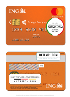 editable template, Netherlands ING Orange mastercard template in PSD format, fully editable