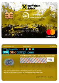 editable template, Romania Raiffeisen bank mastercard, fully editable template in PSD format