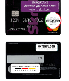 editable template, Skrill mastercard template in PSD format fully editable