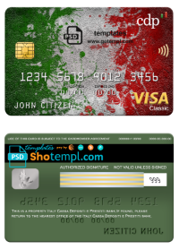 editable template, Italy Cassa Depositi e Prestiti bank visa classic card, fully editable template in PSD format