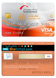 editable template, Kuwait Boubyan bank visa electron card, fully editable template in PSD format