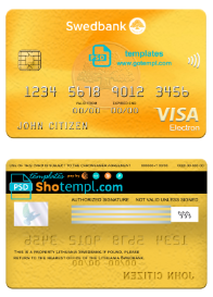 editable template, Lithuania Swedbank visa elrctron card, fully editable template in PSD format