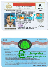 Indonesia driving license template in PSD format, fully editable