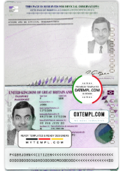 United Kingdom passport template in PSD format (2020 - present)