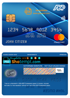 editable template, USA ADP Earnings bank mastercard fully editable template in PSD format