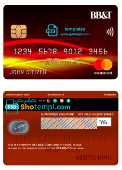 editable template, USA BB&T Corp. bank mastercard fully editable template in PSD format