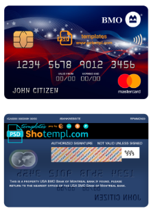 editable template, USA BMO Bank of Montreal bank mastercard fully editable template in PSD format