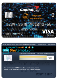 editable template, USA Capital One bank visa signature card fully editable template in PSD format