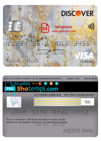 editable template, USA Discover bank visa classic card fully editable template in PSD format