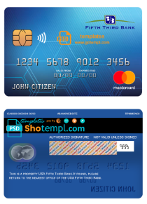 editable template, USA Fifth Third bank mastercard fully editable template in PSD format