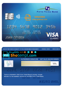 editable template, USA Fifth Third bank visa classic card fully editable template in PSD format