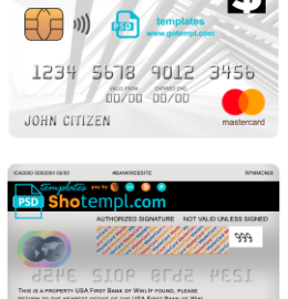 editable template, USA First Bank of Wiki mastercard fully editable template in PSD format