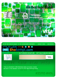 editable template, USA Heritage bank visa classic card fully editable template in PSD format