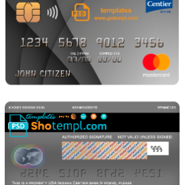 editable template, USA Indiana Centier bank mastercard fully editable template in PSD format