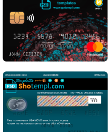 editable template, USA MOVO bank mastercard fully editable template in PSD format